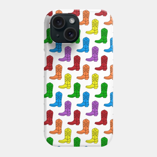 Rainbow Cowboy Boots Phone Case by PeachesPaisleyProton