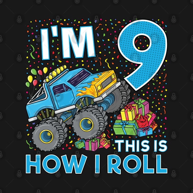 9th Birthday Monster Truck Party Gift 9 Year Old Boy by silentsoularts