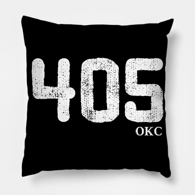 405 Oklahoma Area Code, distressed vintage design for Oklahoma City Pillow by Gold Wings Tees