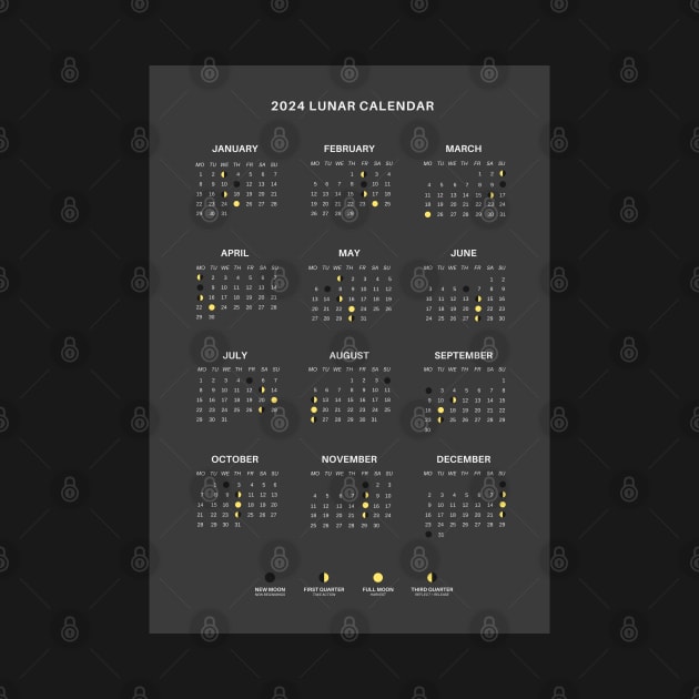 2024 Lunar Calendar, Dark Moon Phase Calendar by mystikwhale