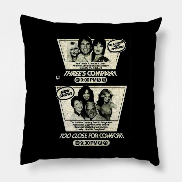 threes company Pillow by thatday123