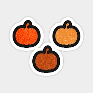 Trio Orange Faux Glitter Halloween Pumpkins Magnet