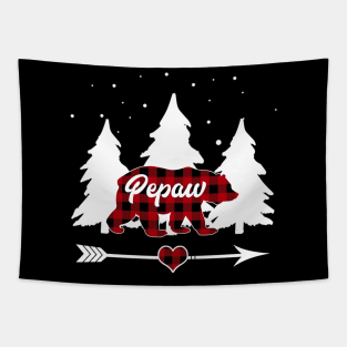 Pepaw Bear Buffalo Plaid Christmas Matching Family Pajama Tapestry