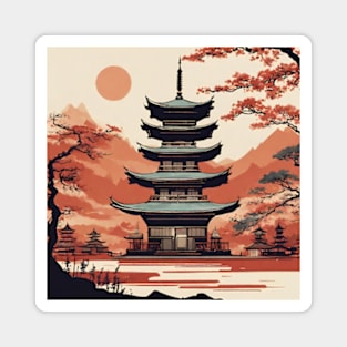 beautiful japanese pagoda art Magnet