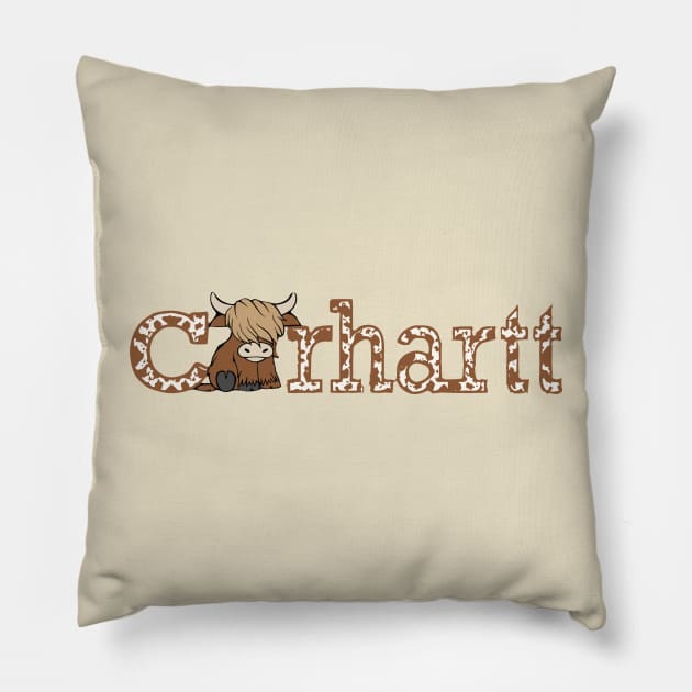 highland cow carhartt Pillow by IRIS
