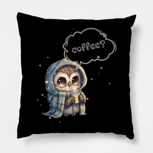 Cute Owl with Hot Coffee Pillow