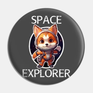 Red Fox Astronaut - Space Explorer (White Lettering) Pin