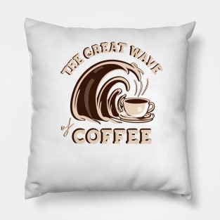 The Great Wave of Coffee Pillow