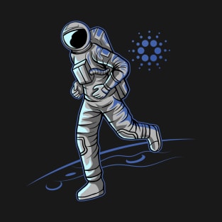 Cardano ADA Logo to the Moon Crypto Astronaut T-Shirt