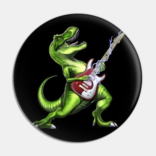 T-Rex Dinosaur Playing Guitar Pin