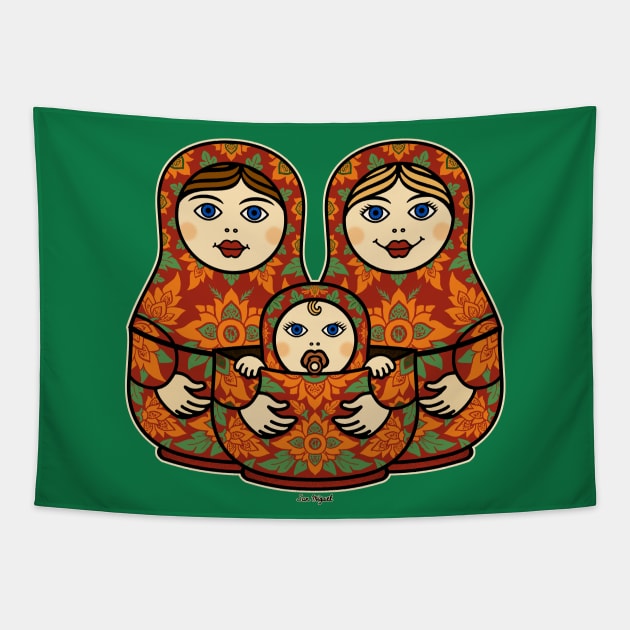 MATRYOSHKA DOLLS PARENTS AND BABY by San Miguel Tapestry by boozecruisecrew