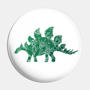 Green Mandala Pattern Stegosaurus Pin