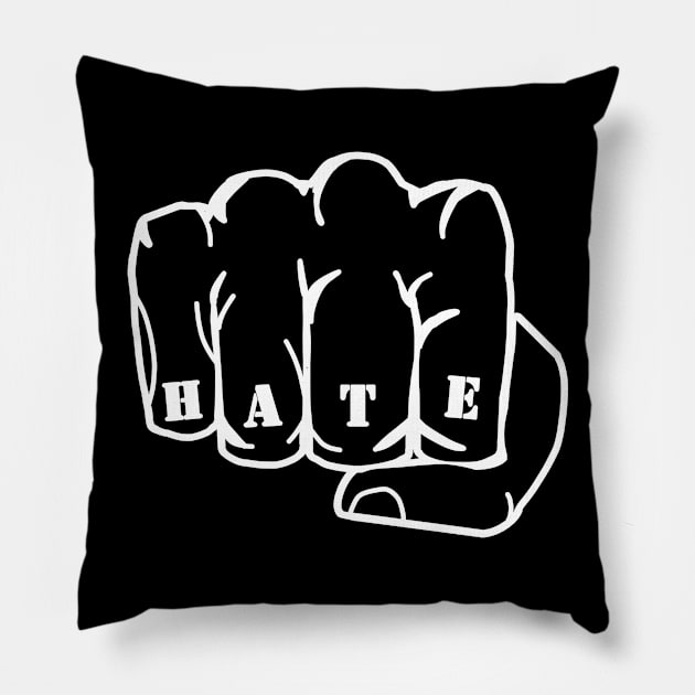 hate fist Pillow by Mamon