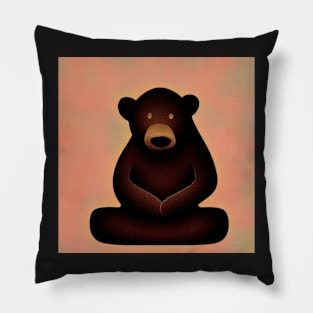 Brown Bear In Contemplation Sitting Peacefully Meditating Illustration Pillow