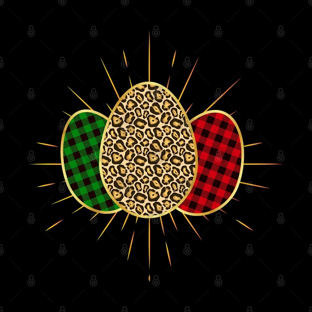 Easter Eggs Buffalo Plaid Leopard Print by Rebrand