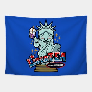 Funny Cute Kawaii Liberty Statue America Pun Meme Gift For Boba Tea Lovers Tapestry