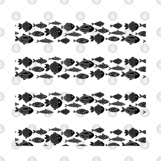 Fish Stripes Black by Sandra Hutter Designs