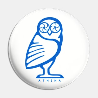 Athena owl. Design for ancient Greece fans in blue ink Pin