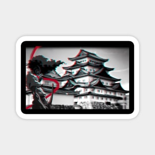 Samurai Anime Vintage Japan Manga Afro Magnet