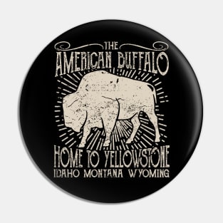 American Buffalo In Yellowstone, Vintage/Retro Design Pin