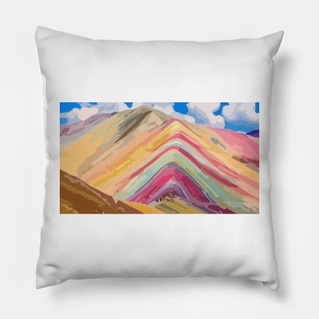 Vinicunca Vector Painting Pillow by gktb