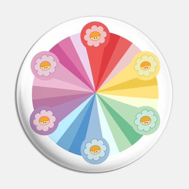 Colorful Flower Wheel Pin by Alliart