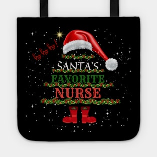 Santa's Favorite Nurse Santa Hat Ho Ho Ho Tote