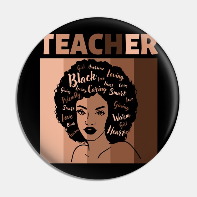 Black Smart Teacher Afro Love Melanin of African American Pin by AE Desings Digital