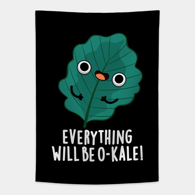 Everything Will Be O-kale Cute Veggie Pun Tapestry by punnybone