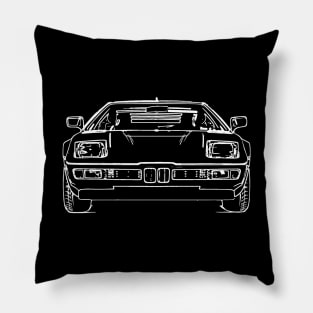 White 1978 M1 Car Sketch Art Pillow