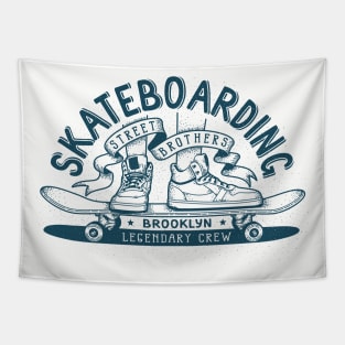 Skateboarding retro emblem Tapestry