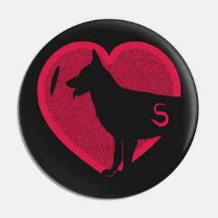 Minimalistic Red Heart I Love German Shepherds simple Black Background Pin