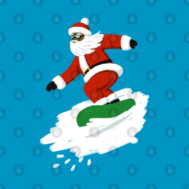 Snowboarding Black Santa by BexMorleyArt