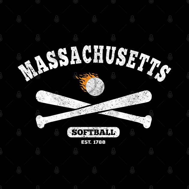 Massachusetts Softball Classic Retro Style for Men Women by plainlyfashion