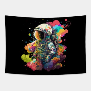 Astronaut in Space Colorful Vibrant Psychedelic Tapestry