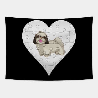 Shih Tzu Heart Jigsaw Pieces Design - Gift for Shih Tzu Lovers Tapestry