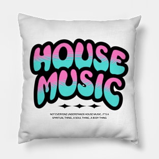 HOUSE MUSIC  - Bubble Outline Two Tone (black/pink/blue) Pillow