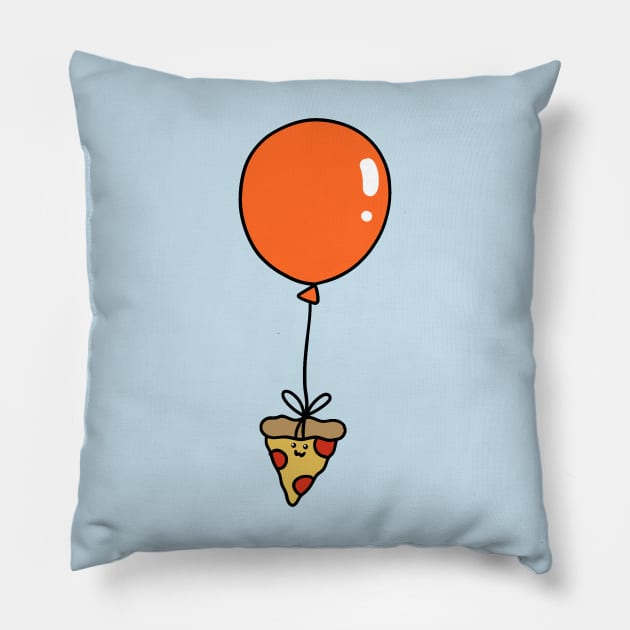 Orange Balloon Pizza Slice Pillow by saradaboru