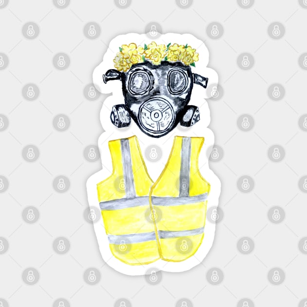 Gas Mask and Yellow vest Magnet by AnnArtshock