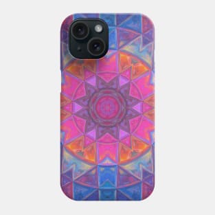 Mosaic Kaleidoscope Flower Pink Blue and Yellow Phone Case