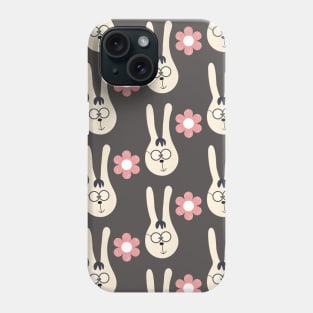 A nice pattern with cute bunny and pink flowers Phone Case