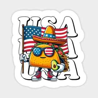 USA,Tacos holding an American flag funny 4th of July design Magnet