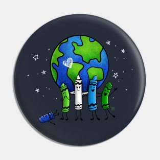 Earth Day Color Crayons Pin