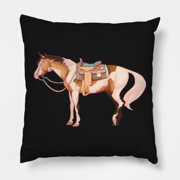 Buckskin Tobiano Western Horse Pillow by kelseydjpaint