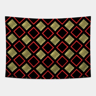 Diamonds in black and gold with red Tapestry