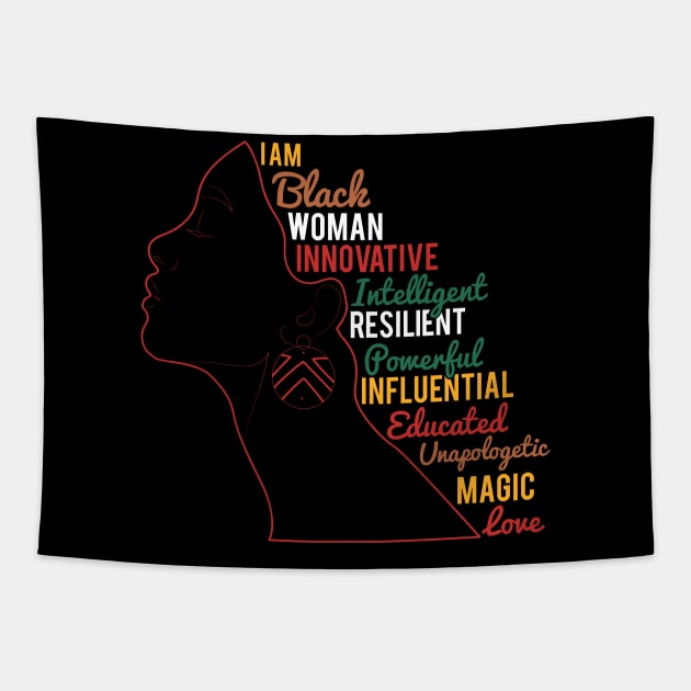 I Am Black And Strong Woman Black History Month Tapestry by Swagmart