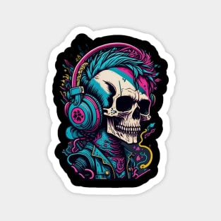 Skull with headphones Magnet