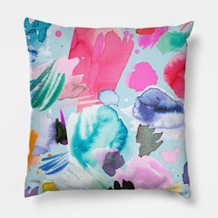 Pocket - Painterly Abstract Scribbles Multi Blue Pillow