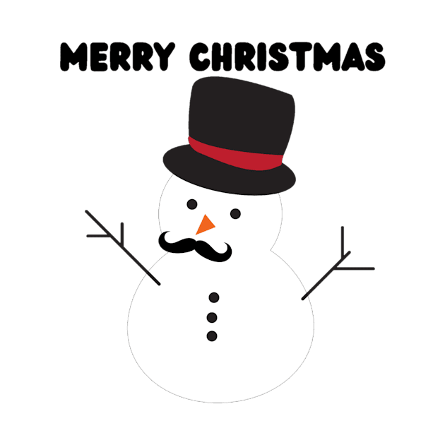 Merry Christmas - Cute Funny Snowman with Mustache and Carrot by Trendy-Now