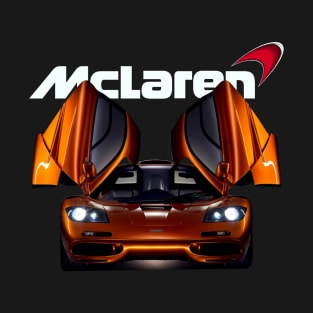 Mclaren F1 Papaya Orange Doors open Supercar Products T-Shirt